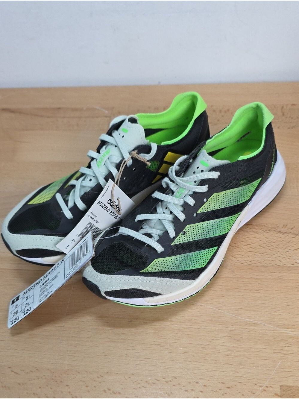 adidas Black and Neon Green Lightweight Running Sneakers Women 5